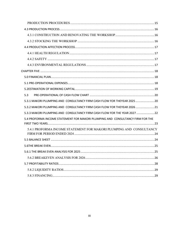 Page 3 – Sample Plumbing Consultant Firm Business Plan – Kenyaplex