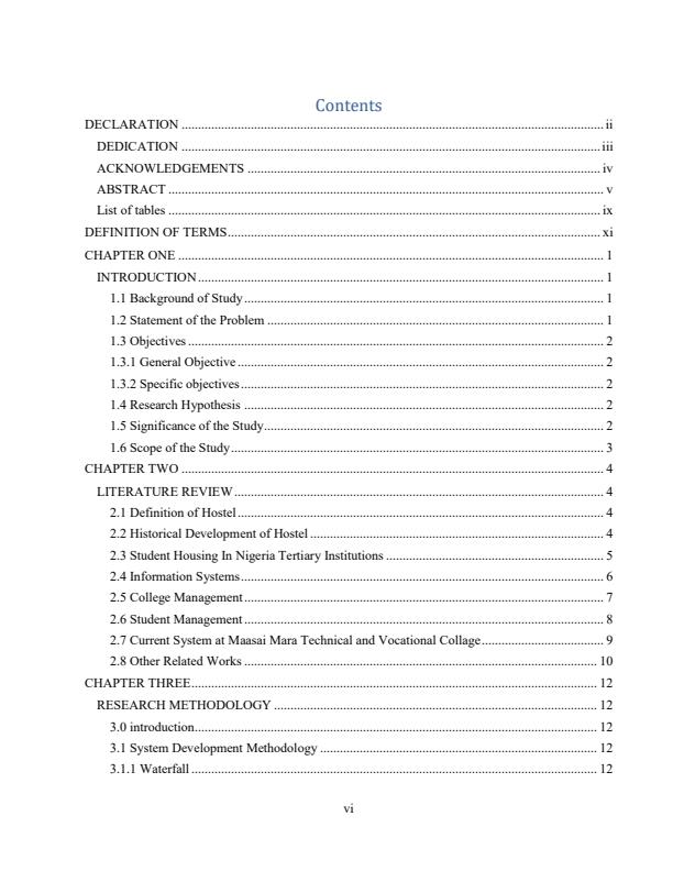 Page 2 – Sample Trade Project Report: Online Hostel Management System – Kenyaplex