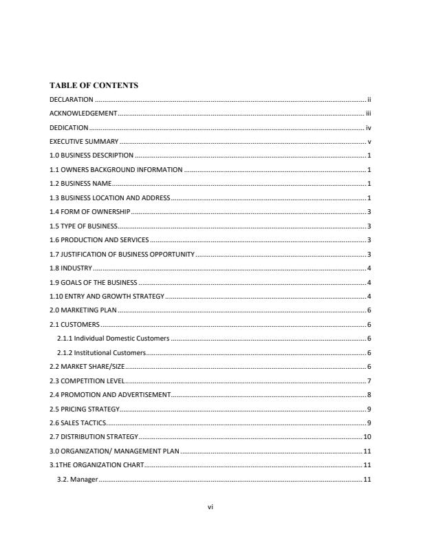 Page 2 – Sample Wines and Spirits Shop Business Plan – Kenyaplex