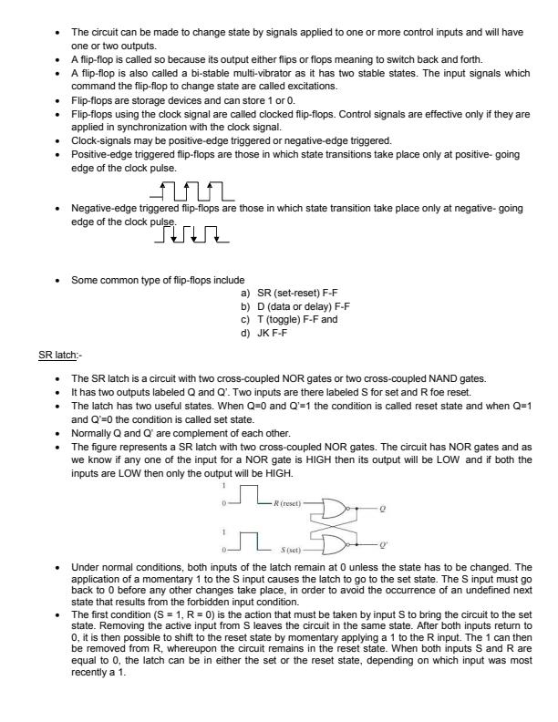 Page 2 – Sequential Logic Circuit Notes: Diploma in Electrical and Electronics Engineering (Level 6) – Kenyaplex