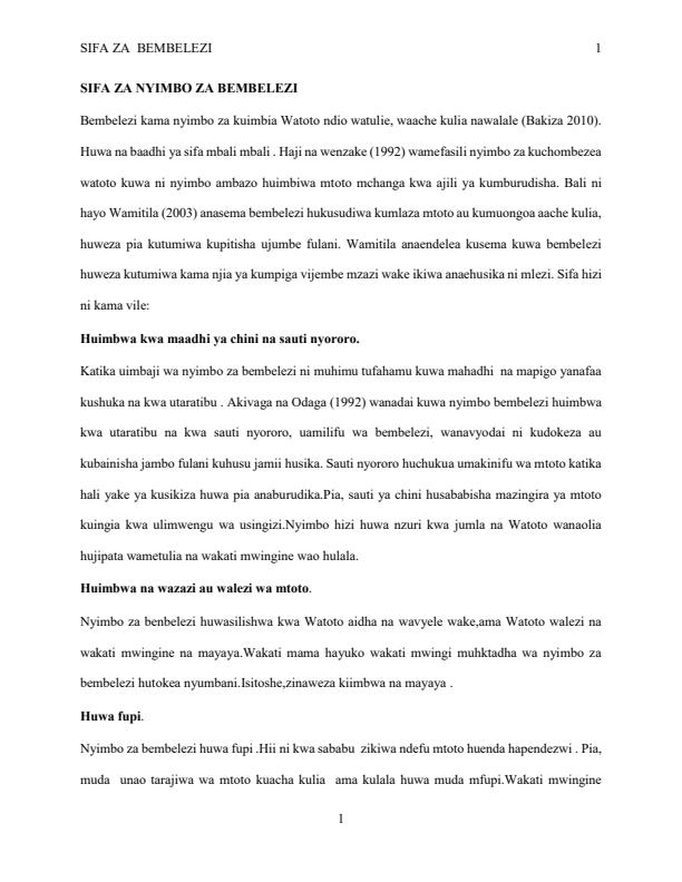 Page 1 – Sifa Za Nyimbo Za Bembelezi – Kenyaplex