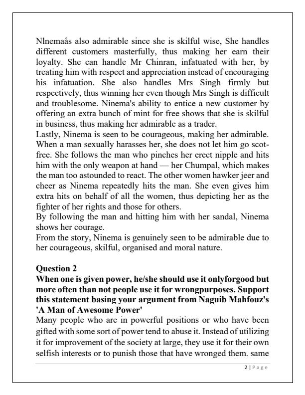 Page 2 – Silent Song and other stories sample answered essay questions – Kenyaplex