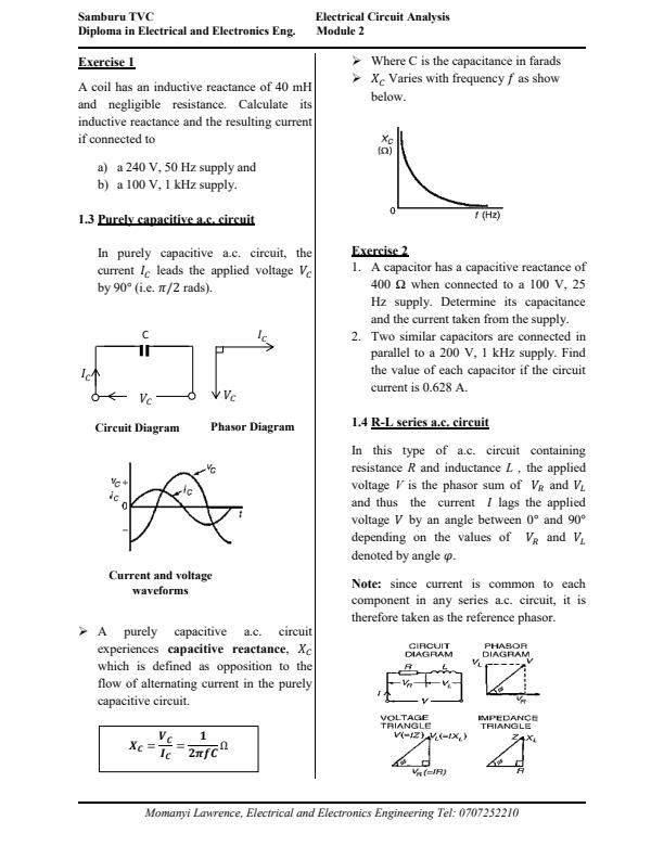 Page 2 – Single Phase Series A.C Circuits – Kenyaplex
