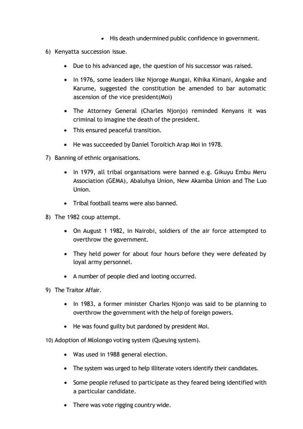 Page 2 – Social, Economic and Politcal Developments and Challenges in Kenya Since Independence: Form 4 – Kenyaplex