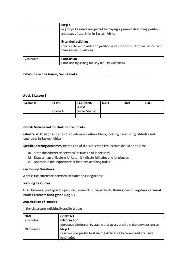 Social Studies Lesson Plans Grade 6 Term 1 14066