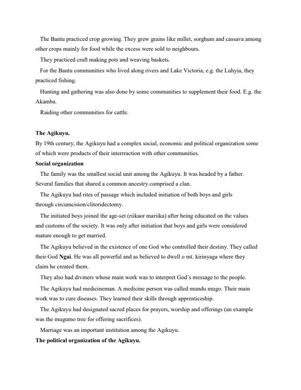 Page 3 – Socio-Economic and Political Organization of Kenyan Communities in the 19th Century Notes – Kenyaplex