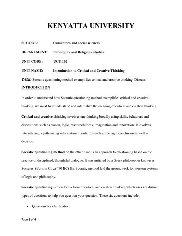Page 1 – Socratic questioning method exemplifies critical and creative thinking – Kenyaplex