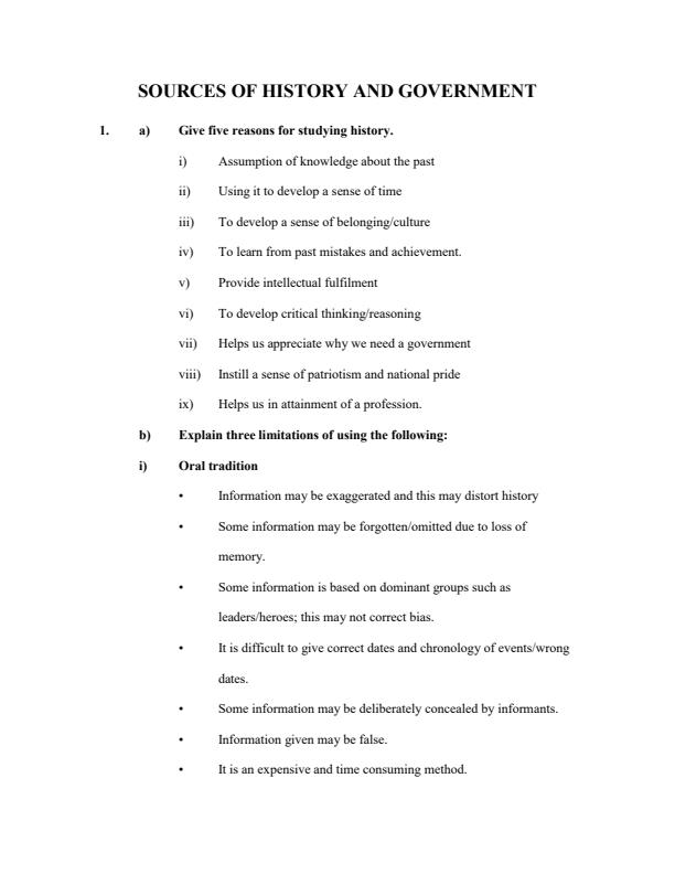 Page 1 – Sources of History and Government Topical Questions and Answers – Kenyaplex