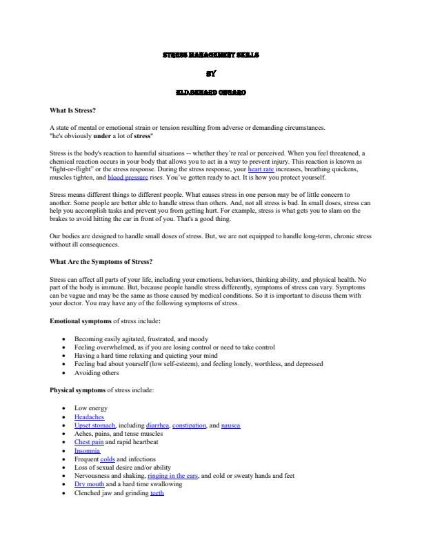 Page 1 – Stress Management Skills Notes – Kenyaplex