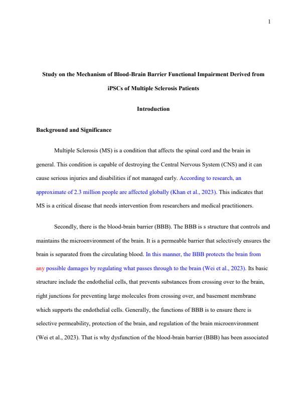 Page 1 – Study on the Mechanism of Blood-Brain Barrier Functional Impairment Derived from iPSCs of Multiple Sclerosis Patients – Kenyaplex