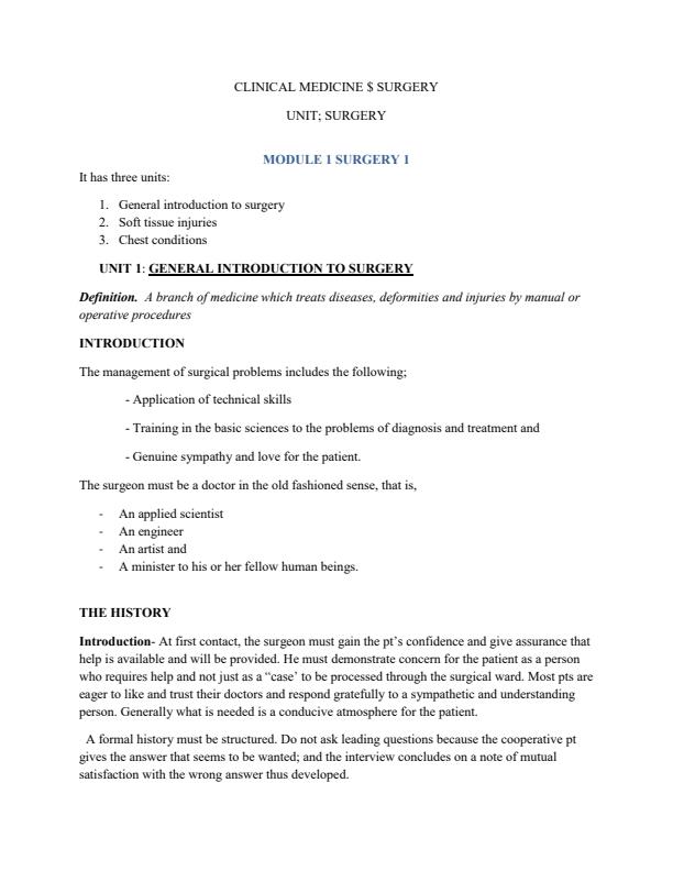 Page 1 – Surgery Notes for Diploma in Clinical Medicine and Surgery – Kenyaplex