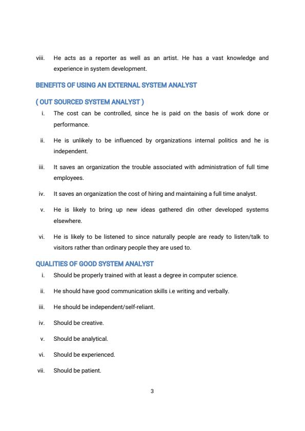 Page 3 – System Analysis and Design KNEC Notes – Kenyaplex