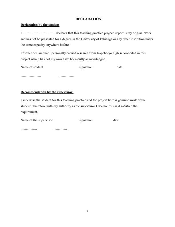 Page 2 – Teaching Practice Report: Effects of Teaching and Learning Resource on Students