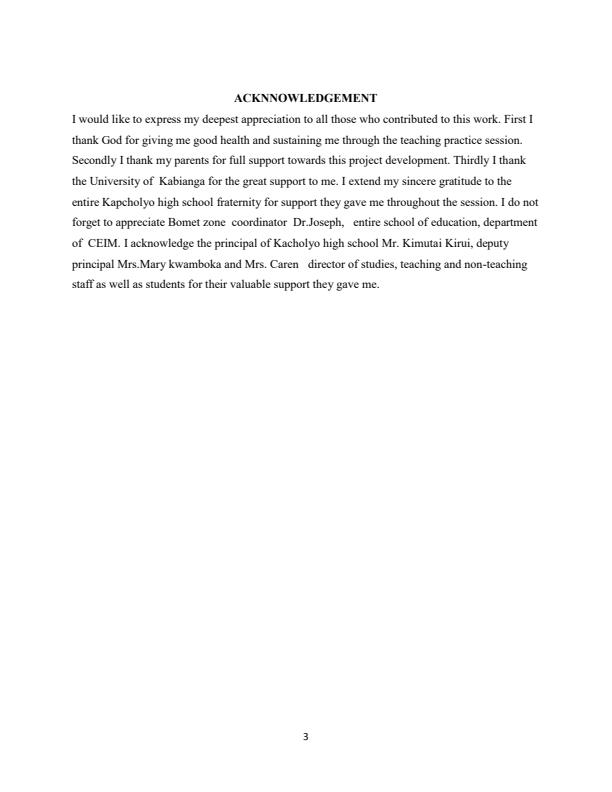 Page 3 – Teaching Practice Report: Effects of Teaching and Learning Resource on Students