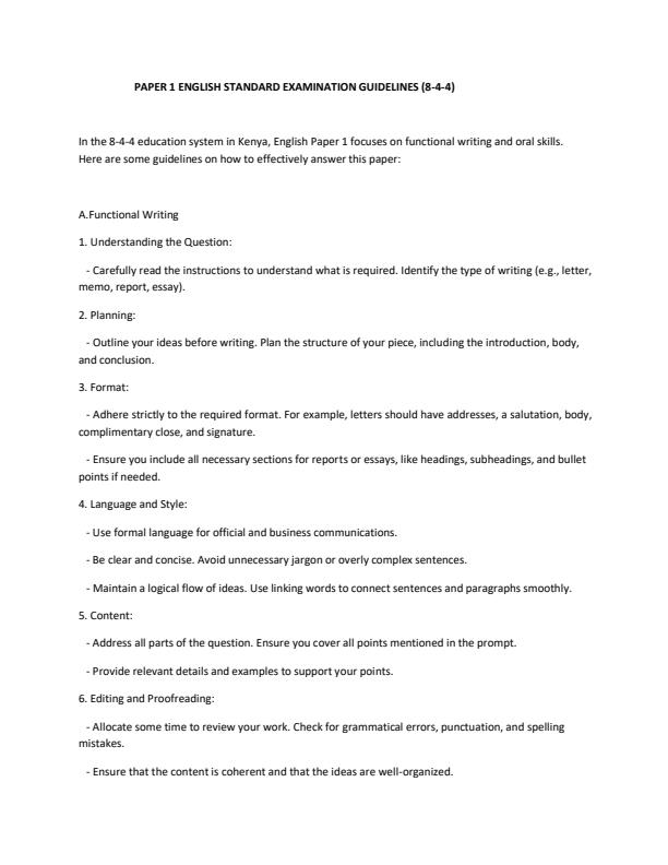 Page 1 – The 3 Sections Tested in English Paper 1 Explained in Depth – Kenyaplex