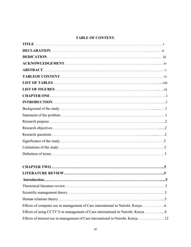 Page 2 – The Effects of Technology on Management of Non-Governmental Organizations: A Case Study of Care International in Nairobi, Kenya. – Kenyaplex