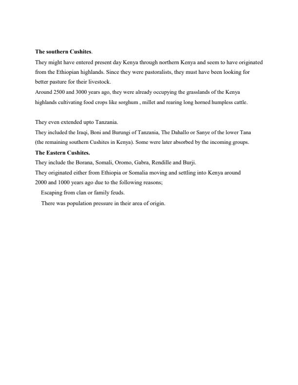 Page 2 – The People of Kenya Upto  the 19th Century Notes: Form 1 History and Government – Kenyaplex