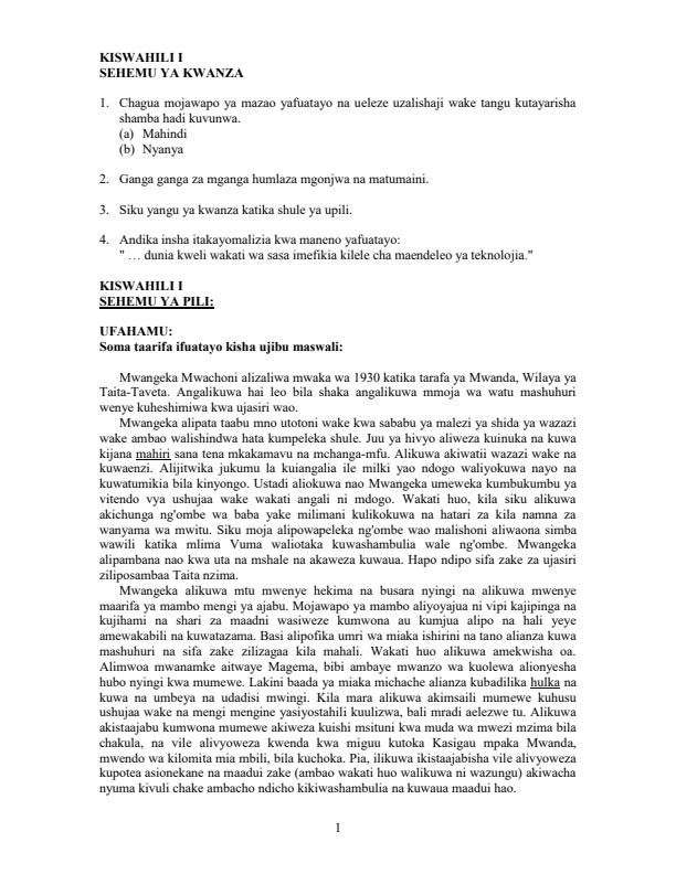 Page 1 – Top Student Kiswahili Revision Kit – Kenyaplex