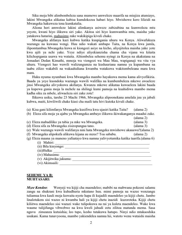 Page 2 – Top Student Kiswahili Revision Kit – Kenyaplex