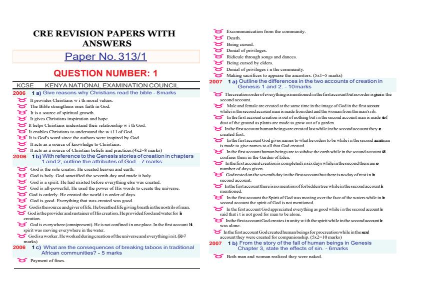 Page 1 – Topically Arranged CRE Revision Paper 1 Questions and Answers  – Kenyaplex