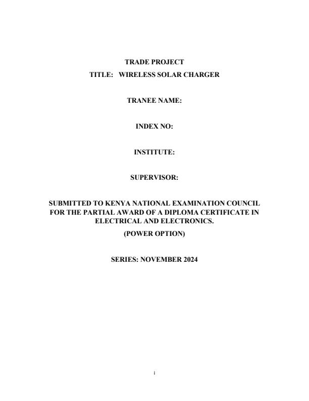 Page 1 – Trade Project: How to Make a Wireless Solar Charger – Kenyaplex