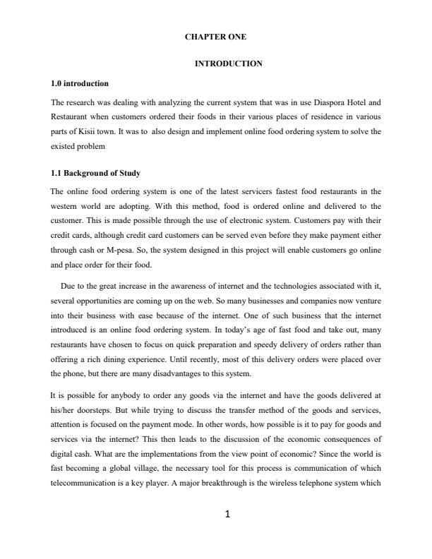 Page 5 – Trade Project Report: Online Food Ordering System – Kenyaplex