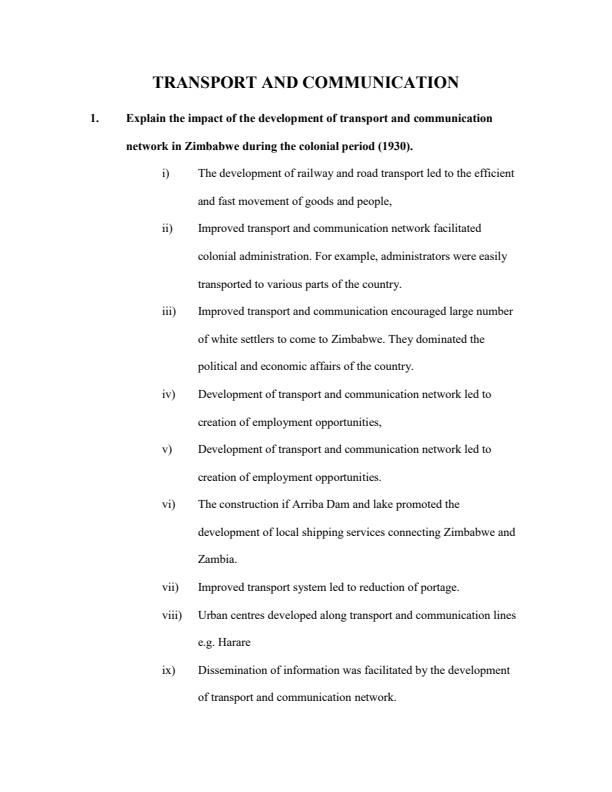 Page 1 – Transport and Communication Topical Questions and Answers: Form 2 History and Government – Kenyaplex
