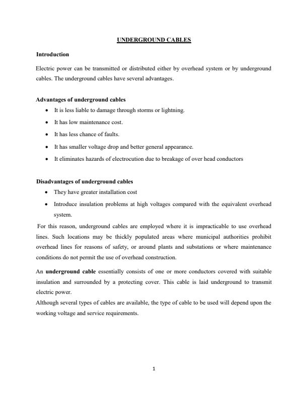 Page 1 – Underground Cables Notes For Diploma in Electrical Engineering – Kenyaplex