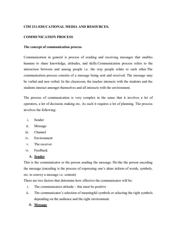 Page 1 – CIM 211: Educational Media and Resources Notes – Kenyaplex