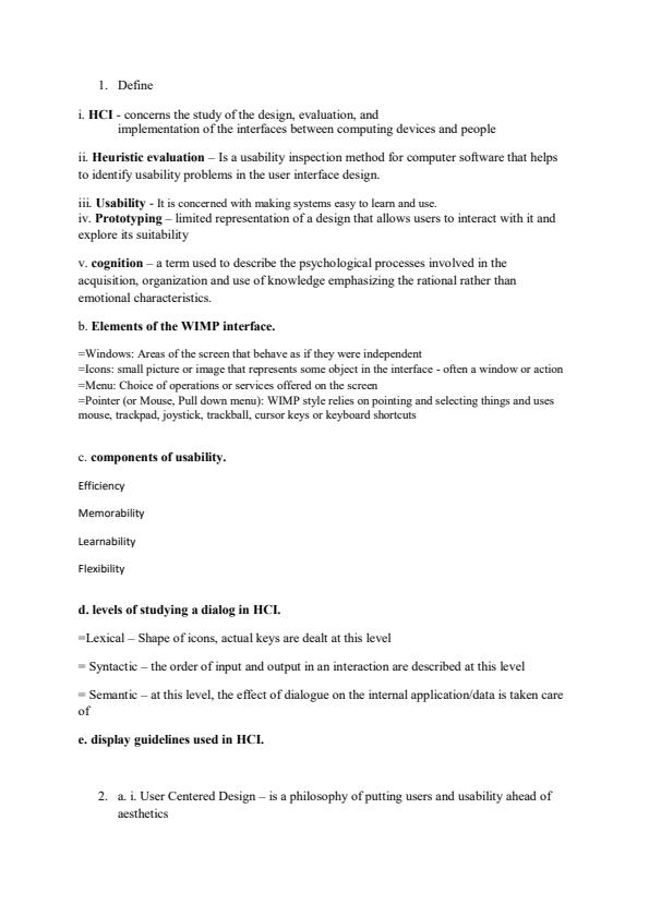 Page 1 – SCS 416 : Human Computer Interaction Notes 4th year  – Kenyaplex