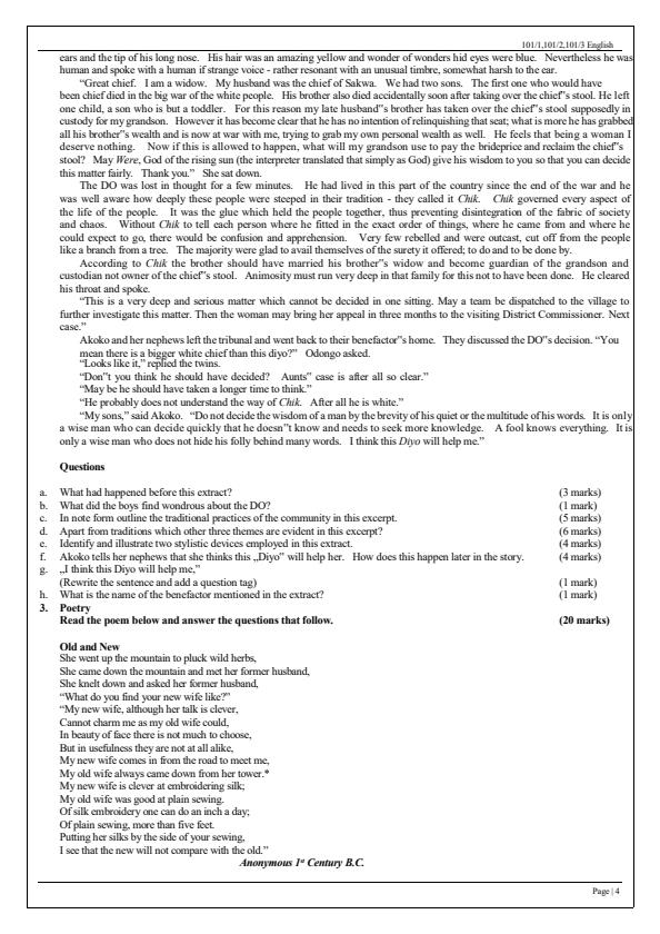 Page 2 – Form Four English Questions and Answers – Kenyaplex