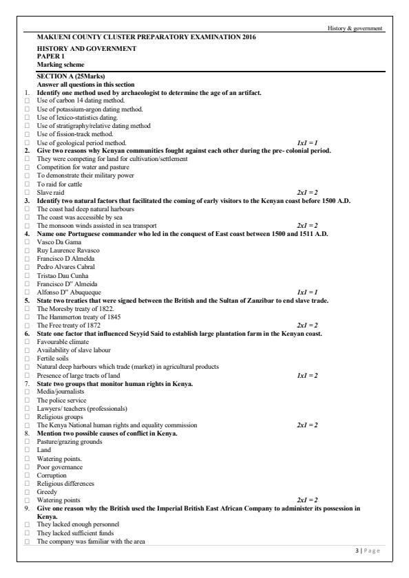 Page 3 – Form Four History Questions and Answers – Kenyaplex