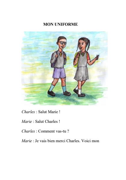 Page 1 – Grade 4,5,6 Sample Composition: Mon Uniforme – Kenyaplex
