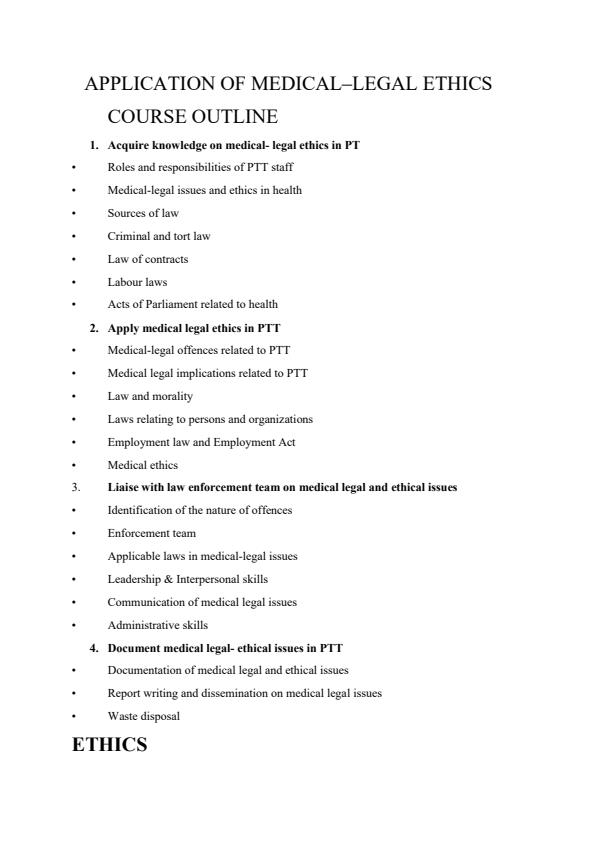 Page 1 – Application of Medical-Legal Ethics Notes – Kenyaplex