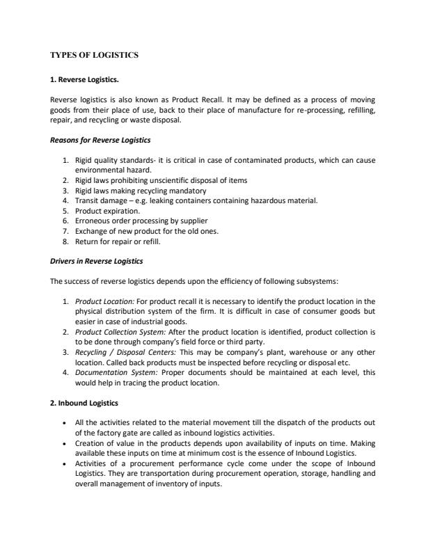 Page 2 – HPS 2406: Logistics Management Notes – Kenyaplex