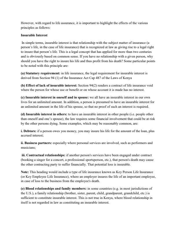 Page 3 – BBM 421: Life and Health Insurance Notes – Kenyaplex