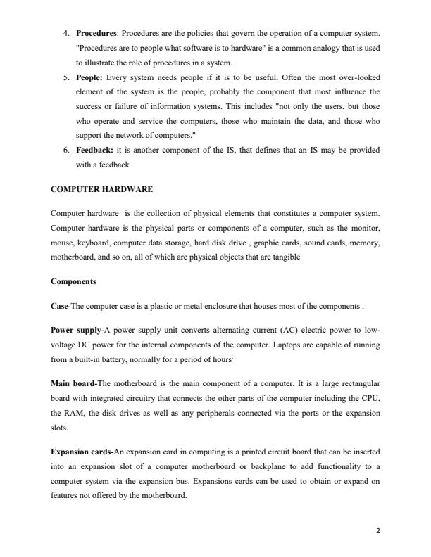 Page 2 – BBM 220: Management Information Systems Notes summarized notes – Kenyaplex