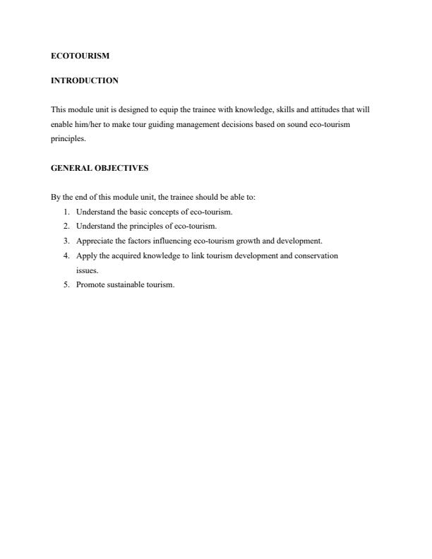 Page 1 – Ecotourism Notes for College and University levels – Kenyaplex