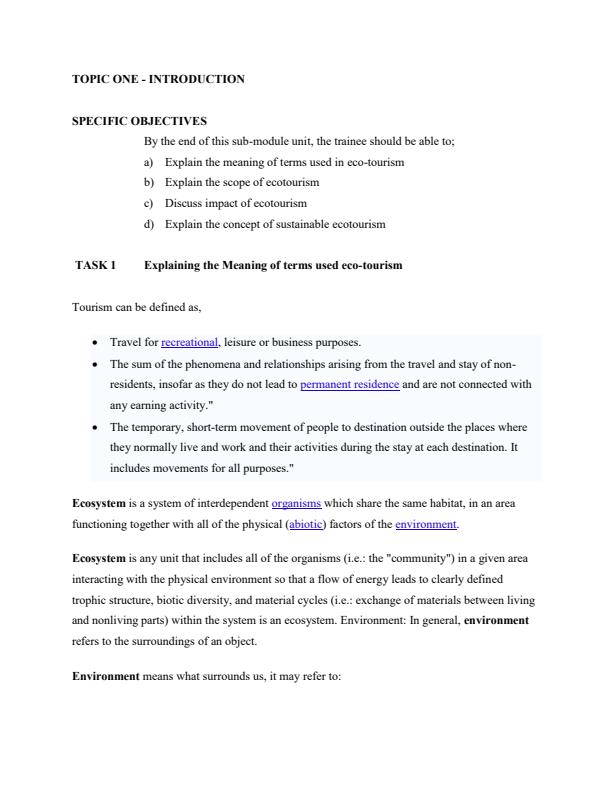 Page 2 – Ecotourism Notes for College and University levels – Kenyaplex