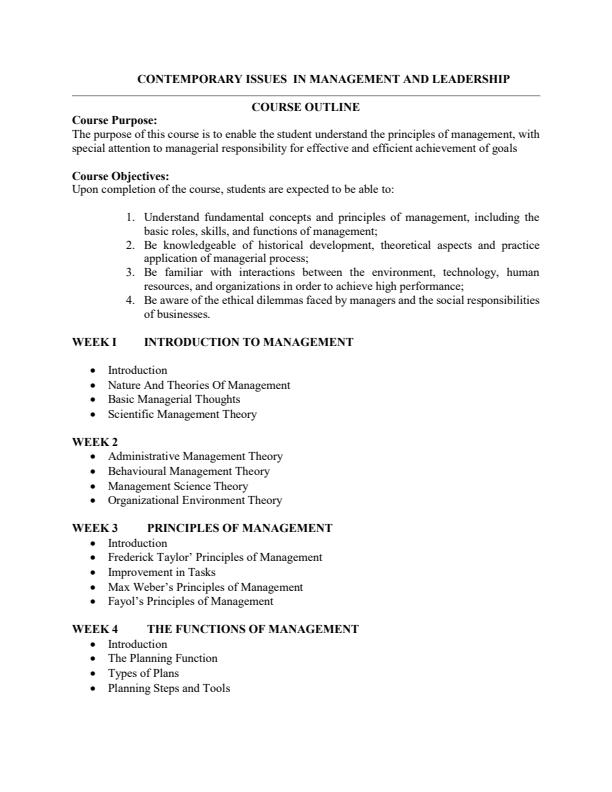 Page 1 – Contemporary Issues in Management and Leadership Notes – Kenyaplex