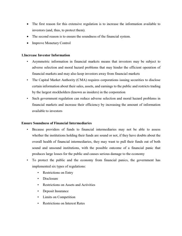 Page 2 – Regulation of Financial Markets and Institutions Notes – Kenyaplex