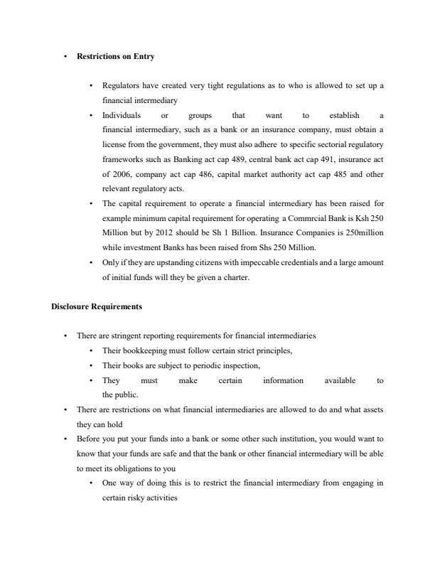 Page 3 – Regulation of Financial Markets and Institutions Notes – Kenyaplex