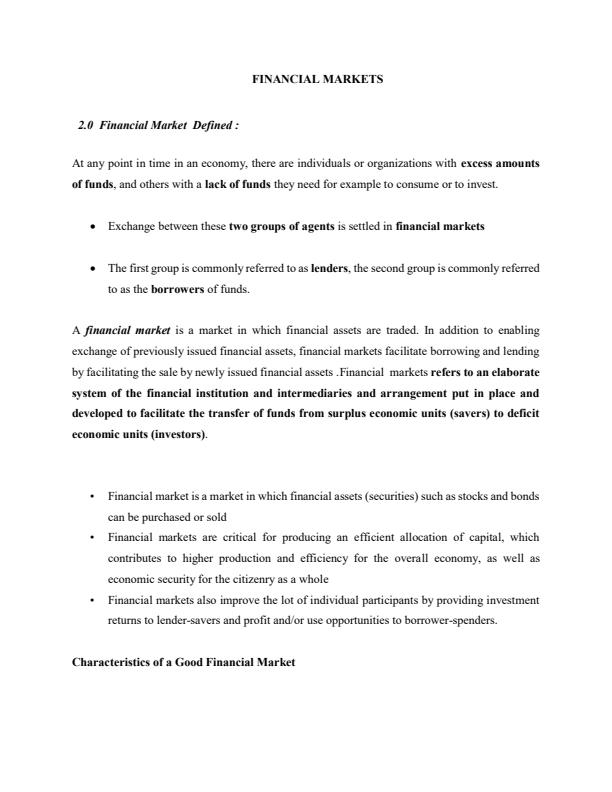 Page 1 – Financial Markets Notes – Kenyaplex