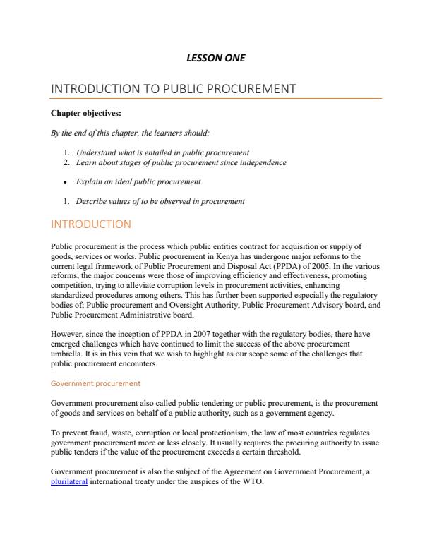 Page 1 – Public Procurement and Finance KNEC Notes – Kenyaplex