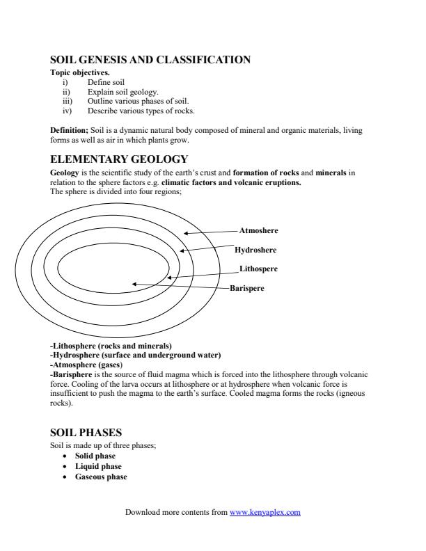 Page 3 – Soil Science Notes (Diploma in Agriculture Module I) – Kenyaplex