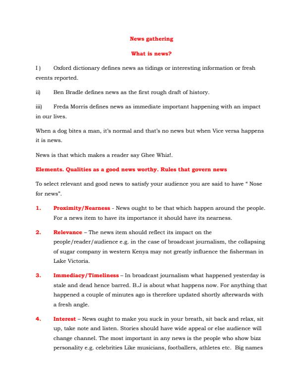 Page 1 – Diploma in Journalism: Broadcast Journalism Notes – Kenyaplex