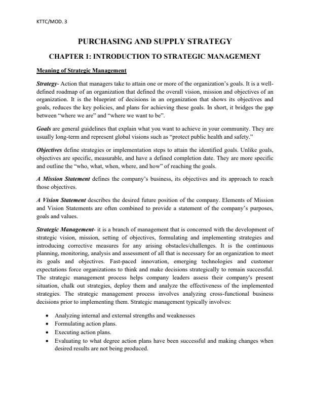 Page 1 – Purchasing and Supply Strategy Notes – Kenyaplex