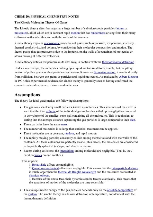 Page 1 – CHEM 120: Physical Chemistry I Notes – Kenyaplex