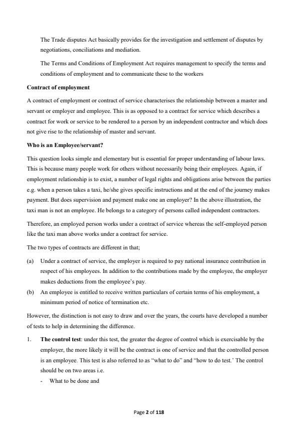 Page 2 – Labour Law and Industrial Relations Notes – Kenyaplex