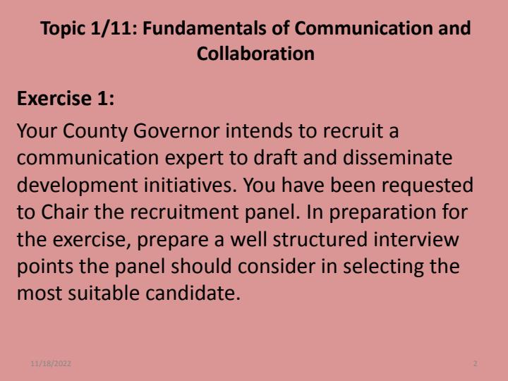 Page 1 – Fundamentals of Communication and Collaboration Notes – Kenyaplex